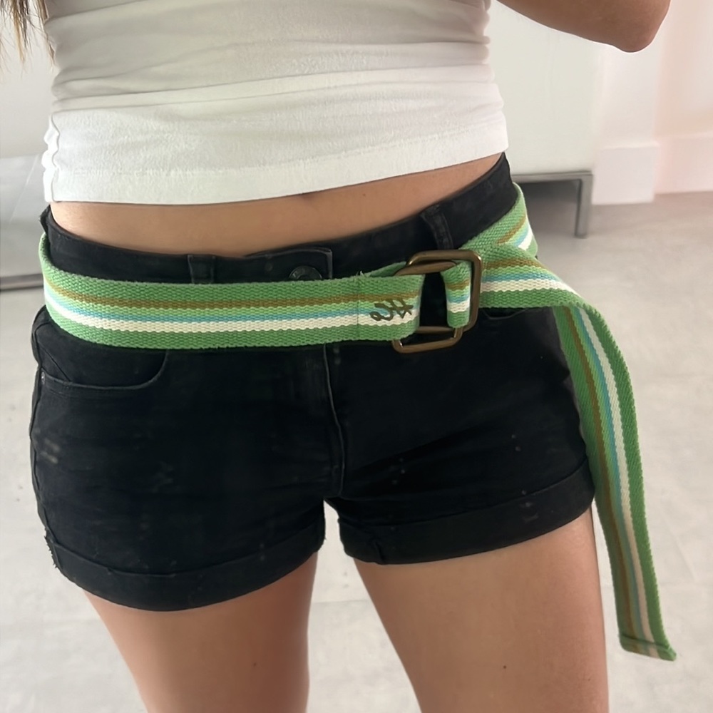 Hollister unisex one size fits all green blue white and brown stripes Belt